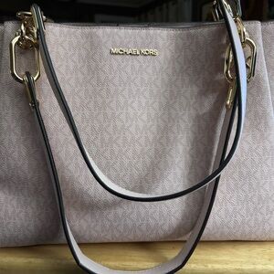 Michael Kors Pink and Gold Shoulder Bag with Structured Design